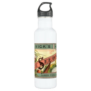 Vintage Seed Packet Label Art, Vick's Choice Seeds 710 Ml Water Bottle