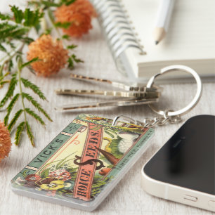 Vintage Seed Packet Label Art, Vick's Choice Seeds Key Ring