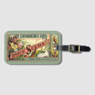 Vintage Seed Packet Label Art, Vick's Choice Seeds Luggage Tag