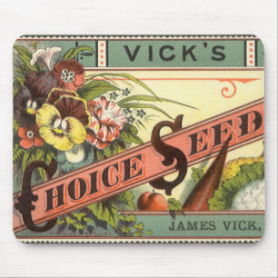 Vintage Seed Packet Label Art, Vick's Choice Seeds Mouse Mat