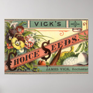 Vintage Seed Packet Label Art, Vick's Choice Seeds Poster
