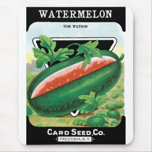 Vintage Seed Packet Label Art, Watermelons Fruit Mouse Mat