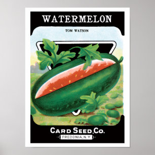 Vintage Seed Packet Label Art, Watermelons Fruit Poster