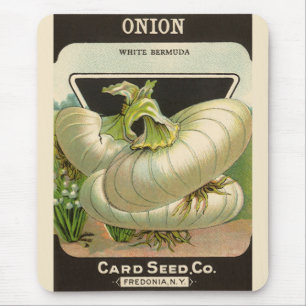 Vintage Seed Packet Label Art White Bermuda Onions Mouse Mat