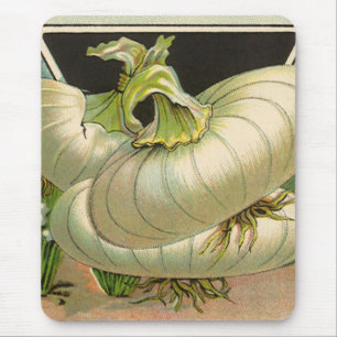 Vintage Seed Packet Label Art White Bermuda Onions Mouse Mat