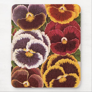 Vintage Seed Packet Labels, Garden Pansy Flowers Mouse Mat