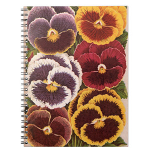 Vintage Seed Packet Labels, Garden Pansy Flowers Notebook