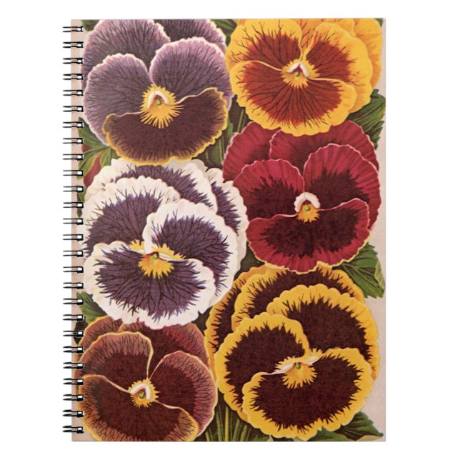 Vintage Seed Packet Labels, Garden Pansy Flowers Notebook (Front)
