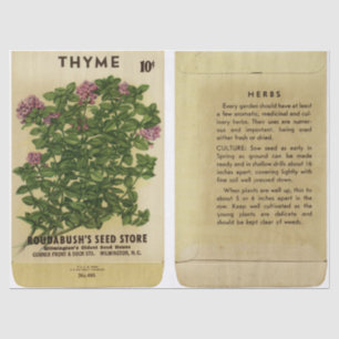 Vintage Seed Packet Thyme and Instructions Tissue Paper