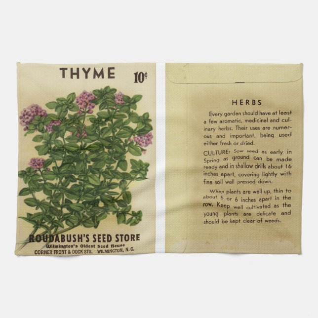 Vintage Seed Packet, Thyme Herb, Tea Towel         (Horizontal)