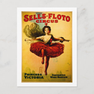 Vintage Sells-Floto Circus Poster Wire Walker Postcard