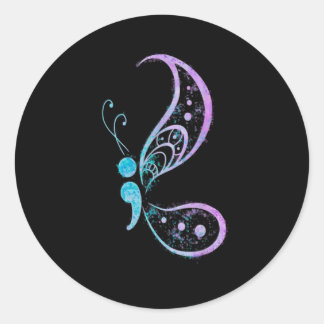 Vintage Semicolon Butterfly Semi Colon Classic Round Sticker