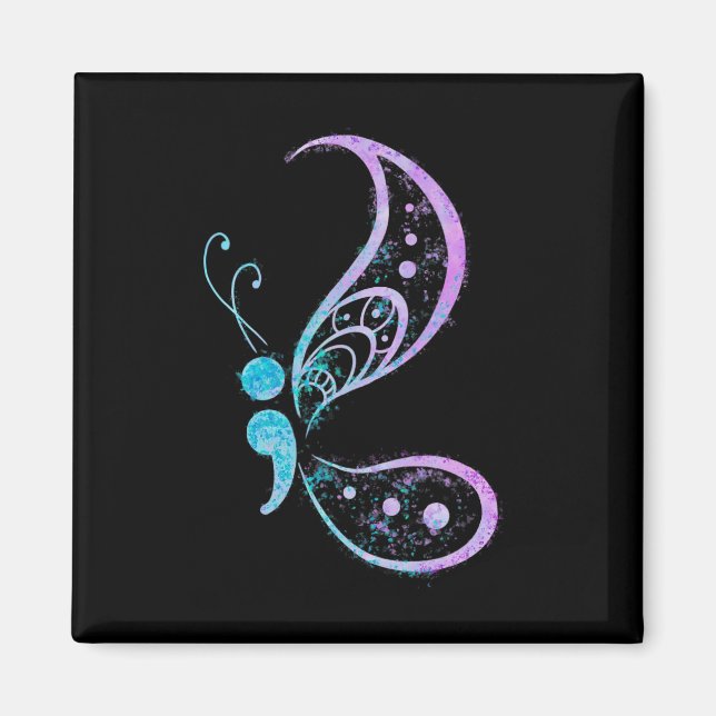 Vintage Semicolon Butterfly Semi-Colon Tattoo Ment Magnet (Front)