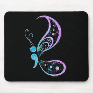 Vintage Semicolon Butterfly Semi-colon Tattoo Ment Mouse Mat