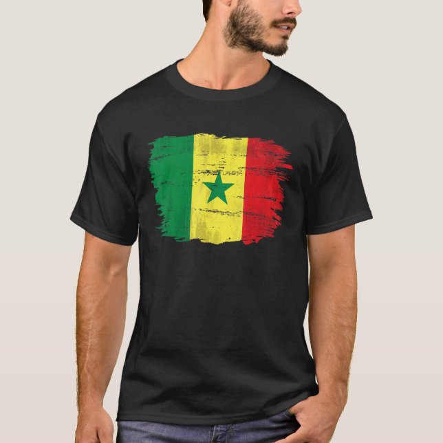 Vintage Senegal Flag For Senegalese T-Shirt (Front)