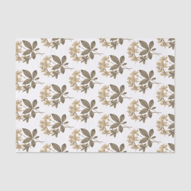 Vintage Sepia Azalea Flowers Tissue Paper (Front)