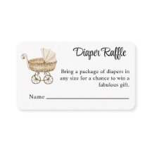 Vintage Sepia Baby Buggy Diaper Raffle