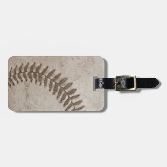 Vintage Sepia Baseball Luggage Tag (Front Horizontal)