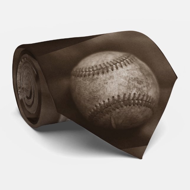 Vintage Sepia Baseball Tie (Rolled)