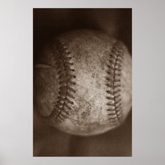 Vintage Sepia Baseball Unique Artwork Poster (Front)