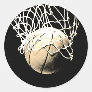Vintage Sepia Basketball Classic Round Sticker