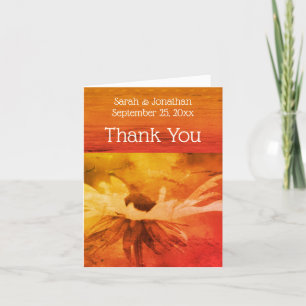 Vintage Sepia Black Eyed Susan Flower Wedding Thank You Card