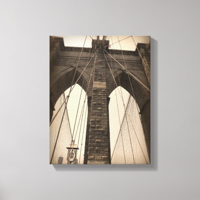 Vintage Sepia Brooklyn Bridge Canvas Print (Front)