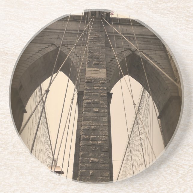 Vintage Sepia Brooklyn Bridge Coaster (Front)