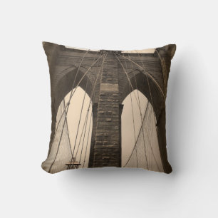 Vintage Sepia Brooklyn Bridge Cushion