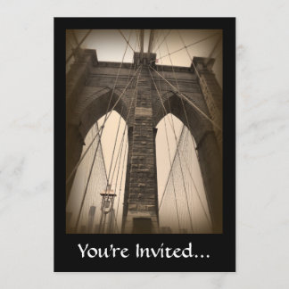 Vintage Sepia Brooklyn Bridge Invitation