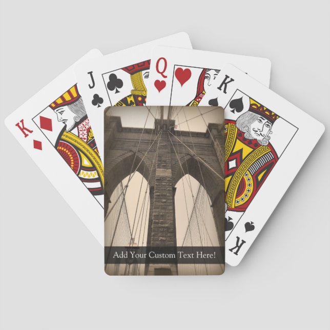 Vintage Sepia Brooklyn Bridge Playing Cards (Back)