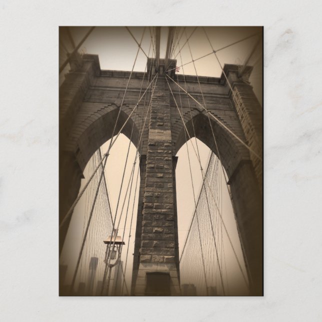 Vintage Sepia Brooklyn Bridge Postcard (Front)