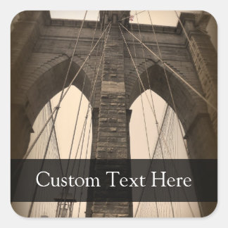 Vintage Sepia Brooklyn Bridge Square Sticker