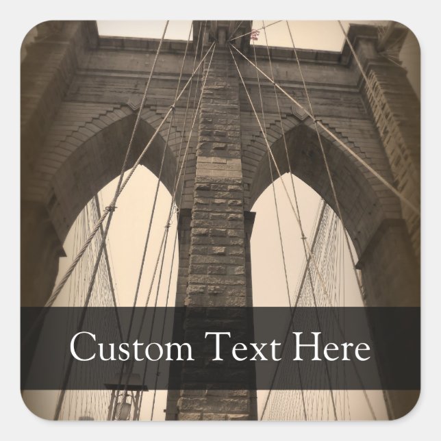 Vintage Sepia Brooklyn Bridge Square Sticker (Front)