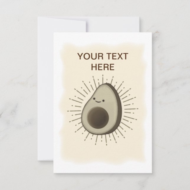 Vintage Sepia Cartoon Avocado Card (Front)
