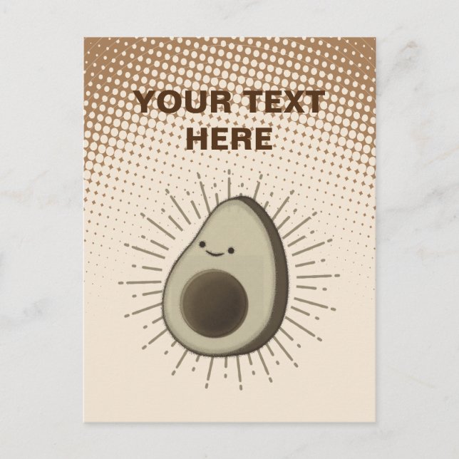 Vintage Sepia Cartoon Avocado Gradient Postcard (Front)