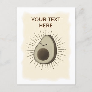 Vintage Sepia Cartoon Avocado Postcard