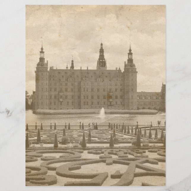 Vintage Sepia Castle Photo Scrapbook Paper (Front)