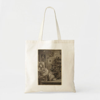 Vintage Sepia Cat Tattoo Artist – Funny Victorian Tote Bag