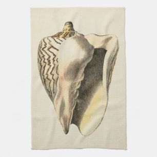 Vintage Sepia Conch Shell Tea Towel