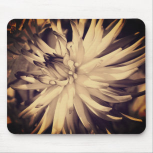 Vintage Sepia Dahlia Flower Mouse Mat