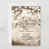 Vintage Sepia Enchanted Forest Lights Sweet 16