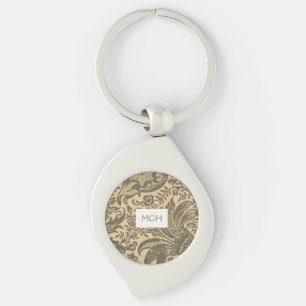 Vintage Sepia Floral Botanical Monogram Key Ring
