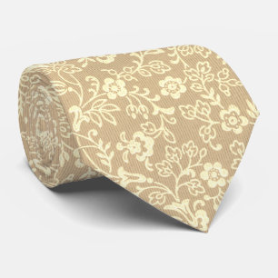 Vintage Sepia Floral Golden Retro Yellow Gold Tie