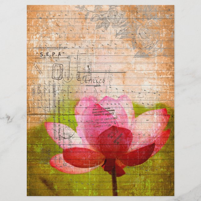 Vintage sepia flower old handwritting paper  (Front)