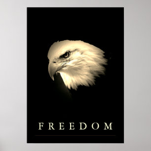Vintage Sepia Freedom American Eagle Patriotic Poster