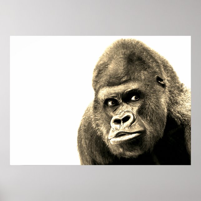 Vintage Sepia Gorilla Poster (Front)