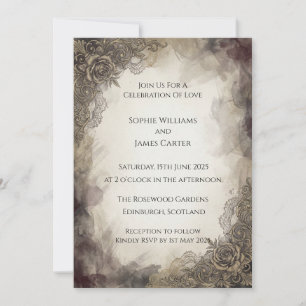 Vintage Sepia Lace Rose Invitation