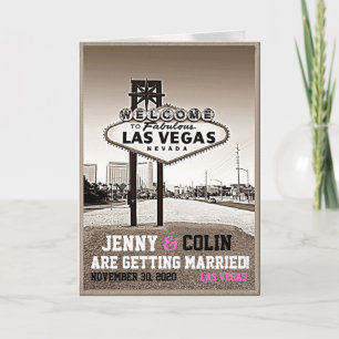 Vintage Sepia Las Vegas Photo Save The Date Announcement