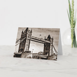 Vintage Sepia London Tower Bridge Card